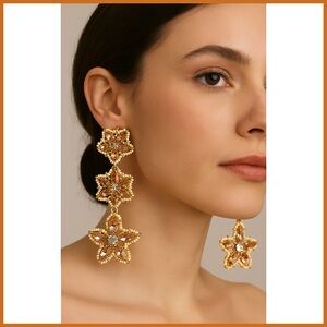 Ellen Tracy Floral Crystal Drop Earrings